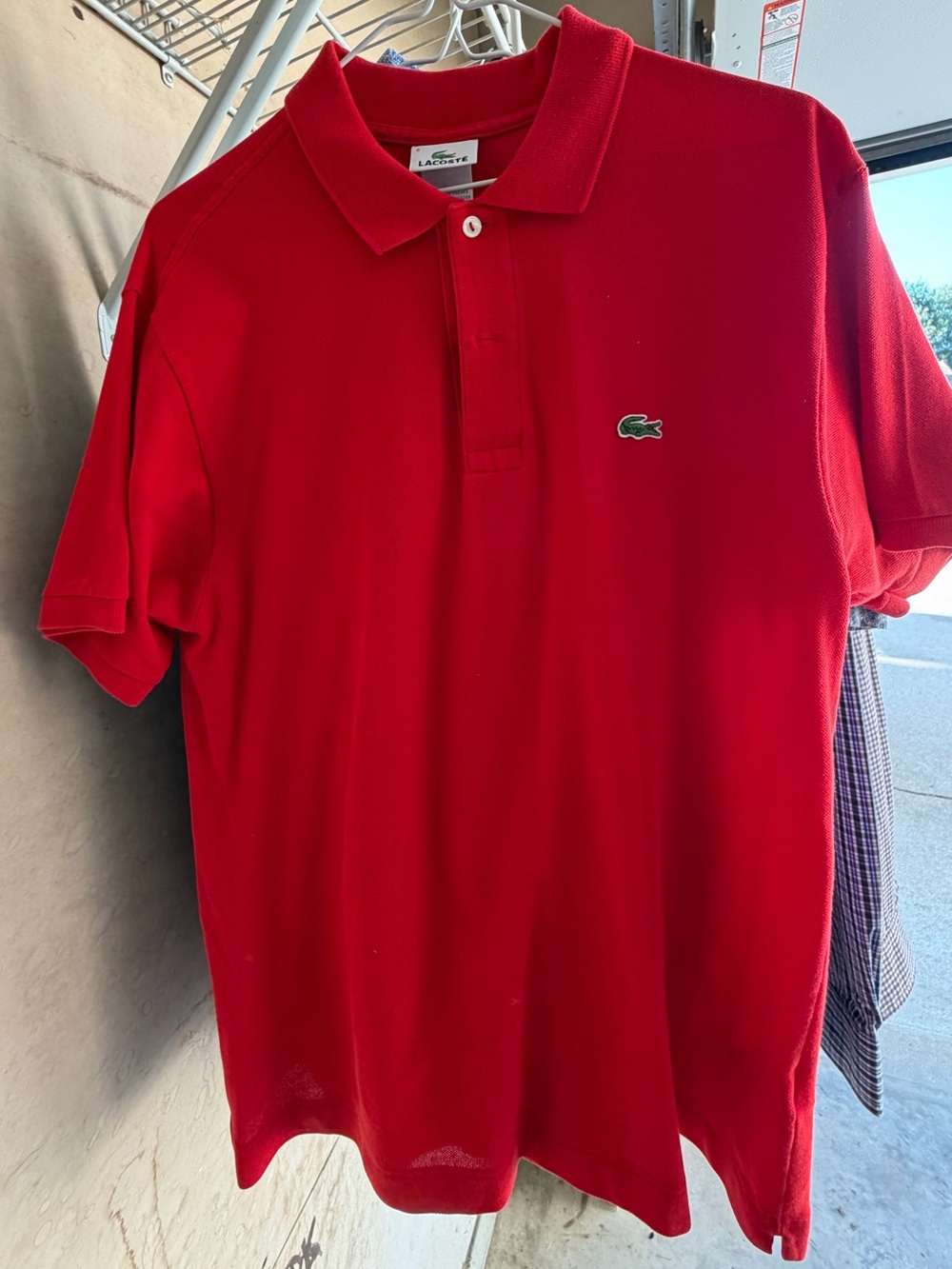 Lacoste Red Short-Sleeve Piqué Polo with Crocodile Logo